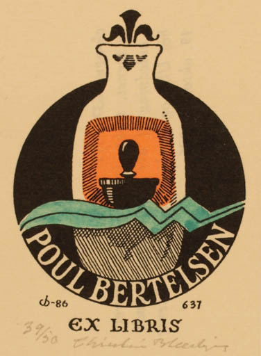 Exlibris by Christian Blæsbjerg from Denmark for Poul Bertelsen - 