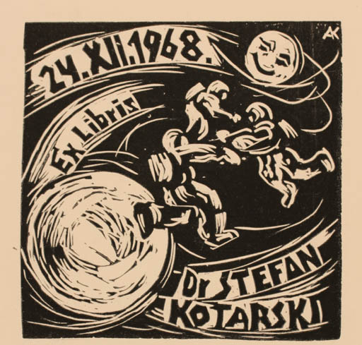 Exlibris by Kàroly Andrusko from Yugoslavia for Stefan Kotarski - Cosmos 