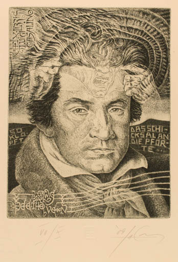 Exlibris by Luigi Casalino from Italy for Luigi Casalino - Music Portrait 