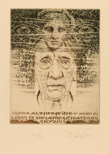 Exlibris by Luigi Casalino from Italy for Alzheimerio - Skyrius Ligos ir somatopsichiatrijos - Portrait 