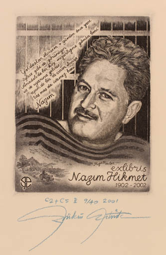 Exlibris by Sükrü Ertürk from Turkey for Nazim Hikmet Vakfi - Portrait 