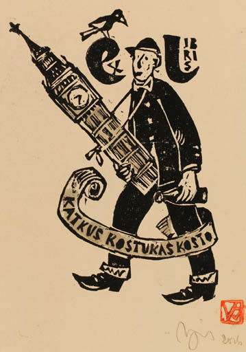 Exlibris by Valerijonas Vytautas Jucys from Lithuania for Katkus Kostukas Kosto - Man 