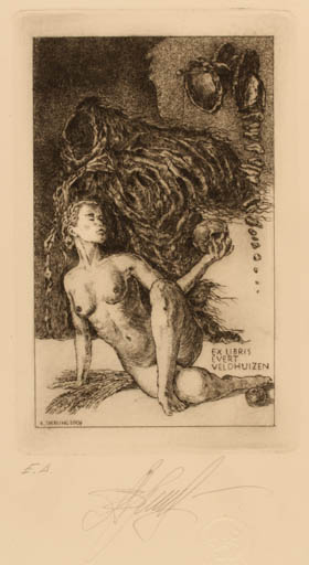 Exlibris by Klaus Sperling from Germany for Evert Veldhuizen - Death Woman 