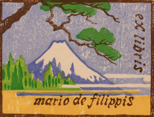 Exlibris by Peter F. Hosokawa from Japan for Mario de Filippis - Mountain 