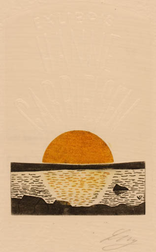 Exlibris by Lorentz May from Denmark for Hanne Gabrielsen - Maritime Sun 