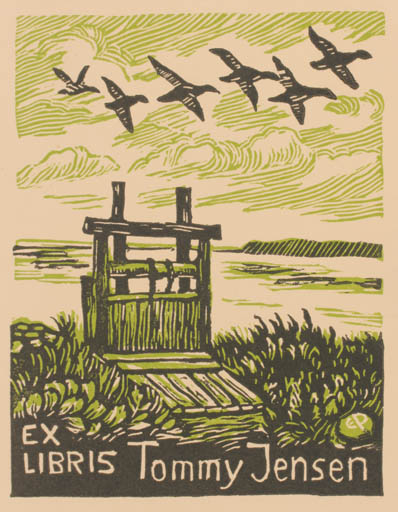 Exlibris by Edmund Peter from Denmark for Tommy Jensen - Bird Maritime 