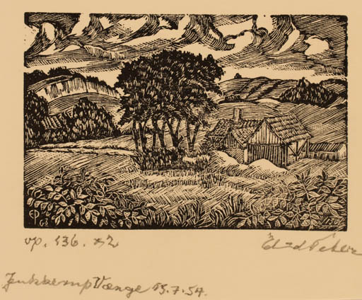 Exlibris by Edmund Peter from Denmark for ? ? - Scenery/Landscape Tree 