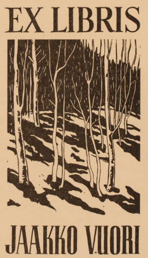 Exlibris by Pekka Törmä from Finland for Jaakko Vuori - Forest 