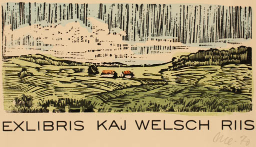 Exlibris by Mogens Eilertsen from Denmark for Kaj Welsch Riis - Scenery/Landscape 