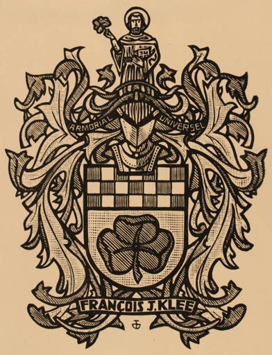 Exlibris by Jan Battermann from Netherland for Francois J. Klee - Heraldry 