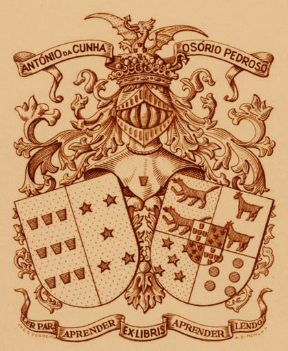 Exlibris by Antonio Pais Ferreira from Portugal for Osório Pedroso - Heraldry 