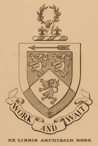 Exlibris by Antonio Pais Ferreira from Portugal for Archibald Ross - Heraldry 