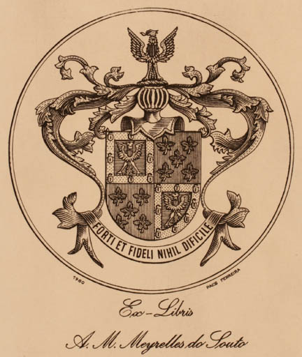 Exlibris by Antonio Pais Ferreira from Portugal for A.M. Meyrelles do Souto - Heraldry 