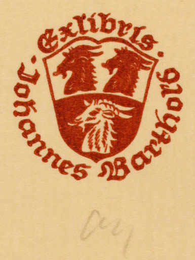 Exlibris by Herbert S. Ott from Germany for Johannes Barthols - Heraldry 