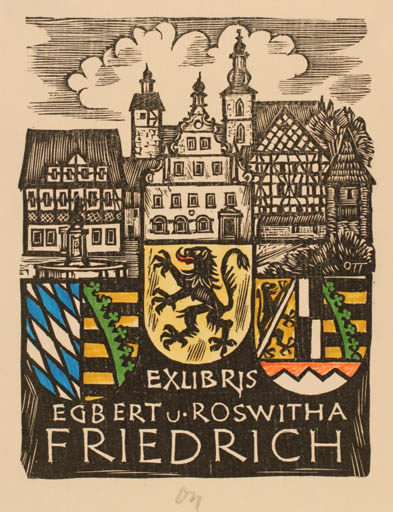 Exlibris by Herbert S. Ott from Germany for Egbert & Roswitha Friedrich - City Heraldry 