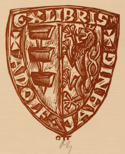 Exlibris by Herbert S. Ott from Germany for Adolf Jahnig - Heraldry 