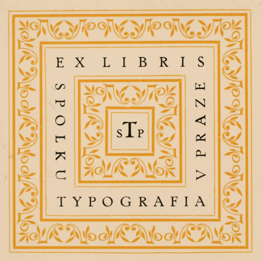 Exlibris by J. Dyntar from Czech Republic for ? Spolka Typografia v Praze - Ornament Text/Writing 