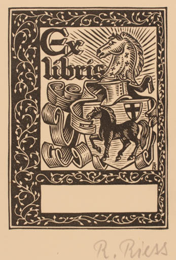 Exlibris by Rudolf Riess from Germany for ? ? - Heraldry Horse 