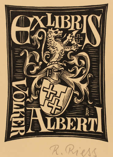 Exlibris by Rudolf Riess from Germany for Volker Alberti - Heraldry 