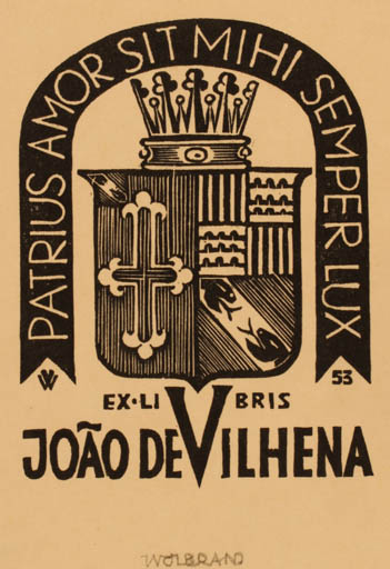 Exlibris by P. Wolbrand from Germany for João De Vilhena - Heraldry 