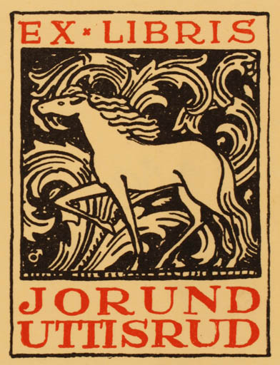 Exlibris by Albert Jaern from Norway for Jorund Uttisrud - Horse 