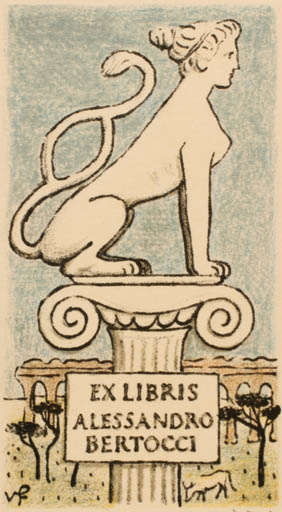 Exlibris by Vaclav Fiala from Czech Republic for Alessandro Bertocci - Classical antiquity Fable Animal 