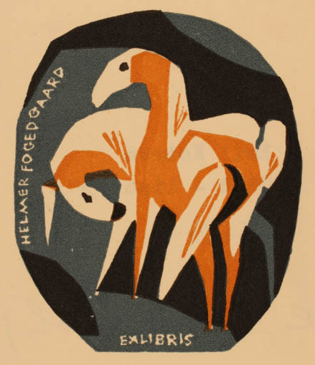 Exlibris by Emil Kotrba from Czechoslovakia for Helmer Fogedgaard - Horse 