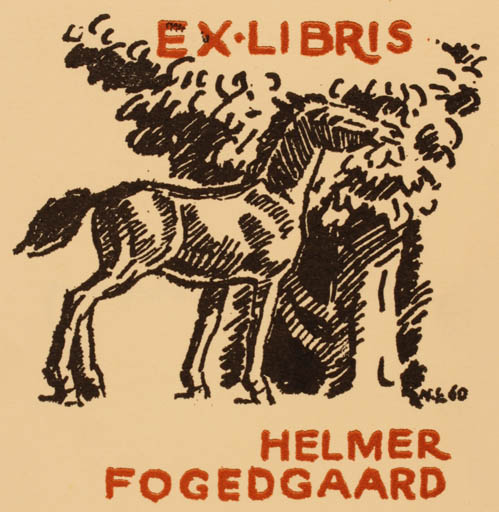 Exlibris by Niels Lindberg from Denmark for Helmer Fogedgaard - Horse 