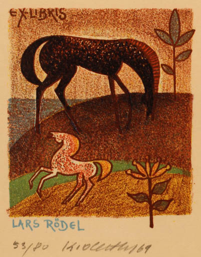 Exlibris by Karel Oberthor from Czechoslovakia for Lars Rödel - Horse 