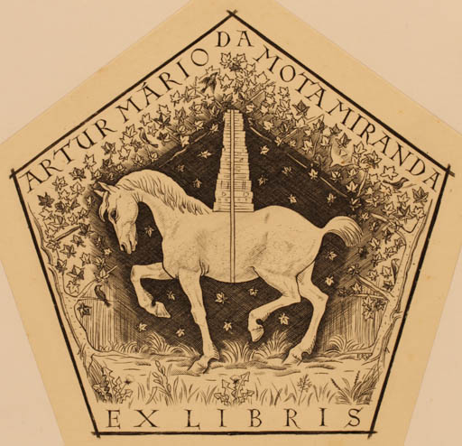 Exlibris by E. Reitsma-Valenca from Netherland for Artur Mario Da Mota Miranda - Horse 