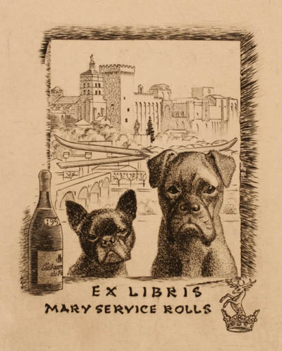 Exlibris by Mark F. Severin from Belgium for ? ? - Dog Wine 