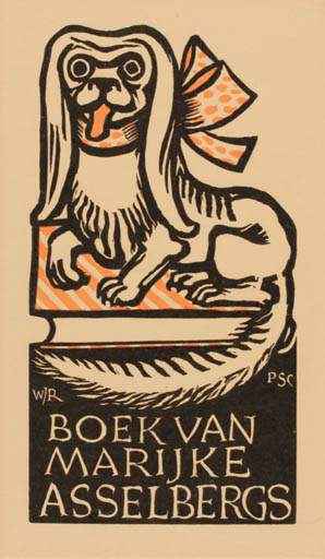 Exlibris by Willem Jacob Rozendaal from Netherland for Marijke Asselbergs - Dog 