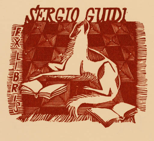 Exlibris by P. Duvidov from Russia for Sergio Guidi - Dog 