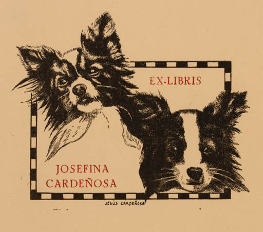 Exlibris by Jesus Cardenosa from Spain for Josefina Cardenosa - Dog 