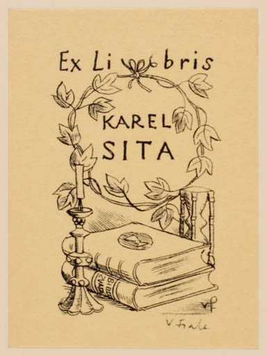 Exlibris by Vaclav Fiala from Czech Republic for Karel Sita - Book Flora 