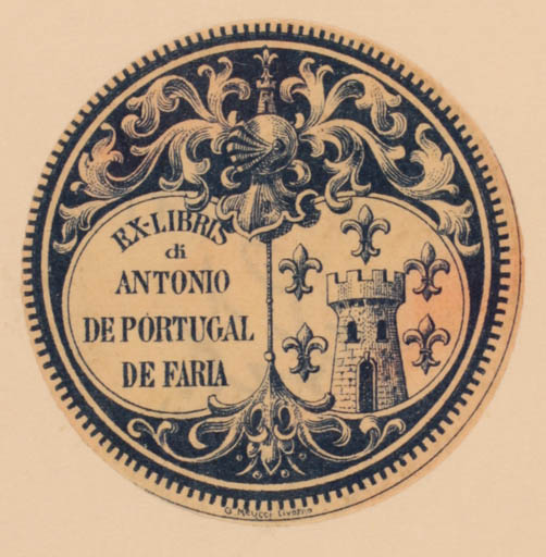 Exlibris by G. Meucci from Italy for Antonio de Portugal De Faria - Heraldry 