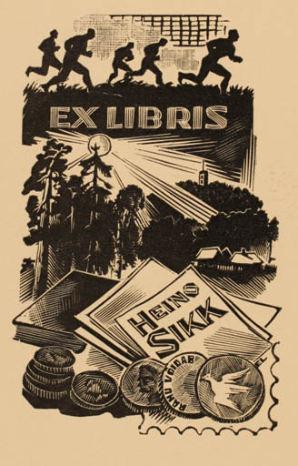 Exlibris by Esko Lepp from Estonia for Heino Sikk - 