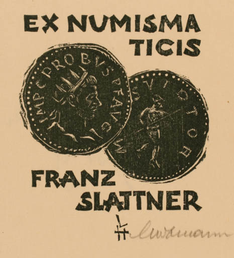 Exlibris by Leopold Hoffmann from Austria for Franz Slattner - Hobby 