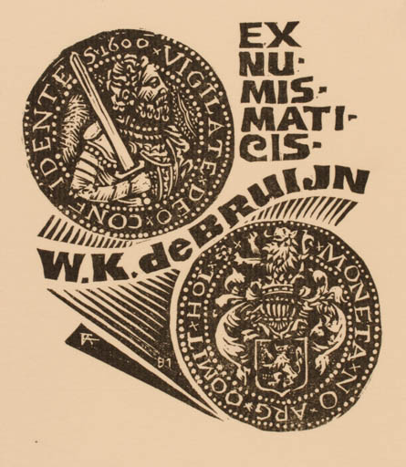 Exlibris by Antal Fery from Hungary for W.K. De Bruijn - Hobby 