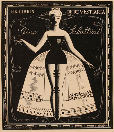 Exlibris by Italo Zetti from Italy for Gino Sabattini - Woman 