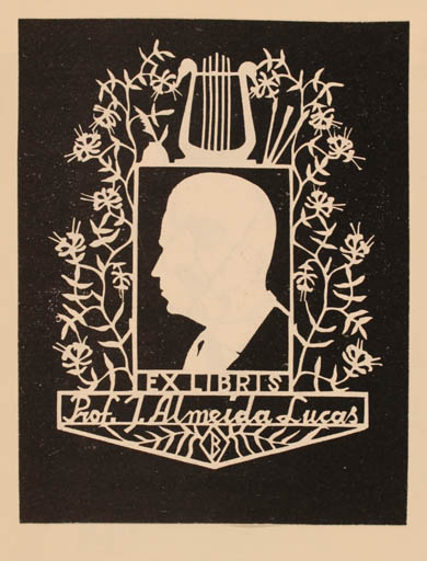 Exlibris by T. Broekstra from Netherland for Prof. Joáo de Almeida Lucas - Portrait 