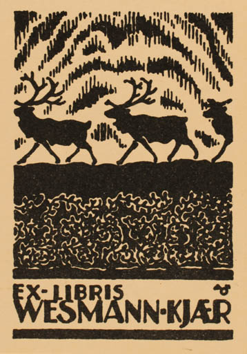 Exlibris by Albert Jaern from Norway for ? Wesmann Kjær - Fauna 