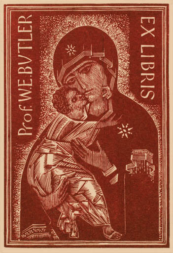 Exlibris by Frederick Reg Bouleton from Great Britain for Prof. William Ettler Butler - Madonna 