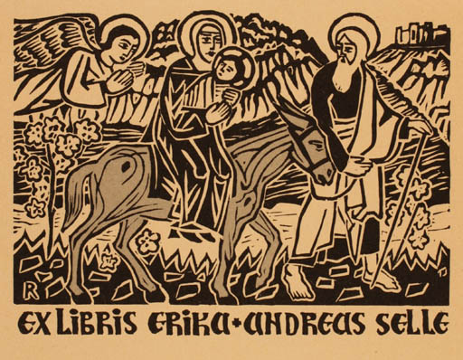 Exlibris by Denis Rheutow from Russia for Andreas Selle - Angel Religion 