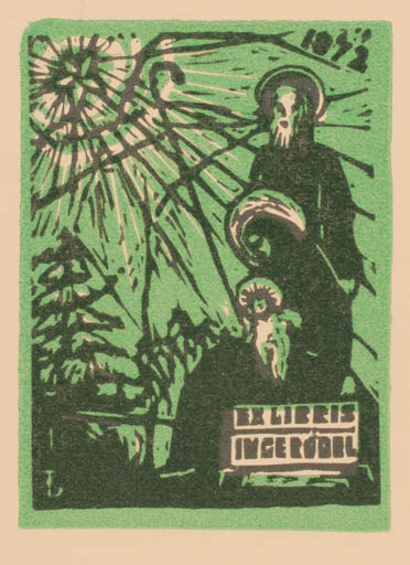 Exlibris by Bronislav Josef Tomecki from Poland for Inge Rödel - Madonna Religion 