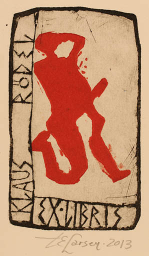 Exlibris by Torill  Elisabeth Larsen from Norway for Klaus Rödel - Man Wine 