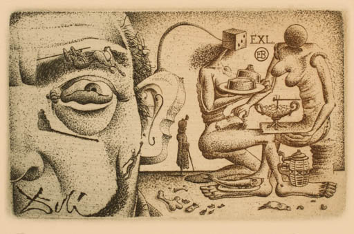 Exlibris by Erhard Beitz from Germany for ? ? - Art Surrealism 