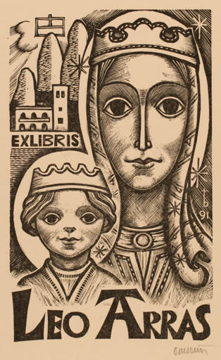 Exlibris by Oriol M. Divi from Spain for Leo Arras - Madonna 