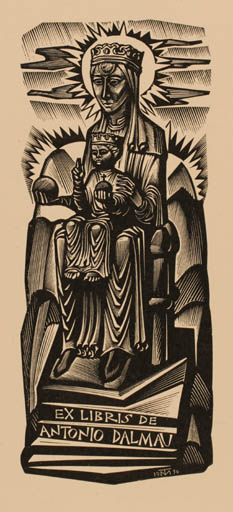 Exlibris by Tranquillo Marangoni from Italy for Antonio Dalmau - Madonna Religion 