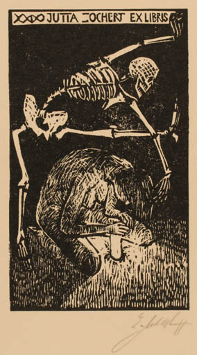 Exlibris by Eduard Albrecht from Germany for Jutta Zochert - Death Woman 